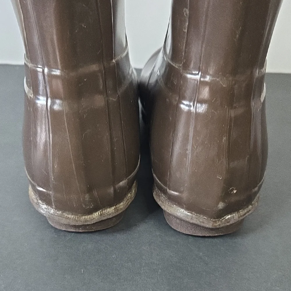 Hunter Size 8 Gloss Dark Brown Tall Rubber Rain Boots - Picture 8 of 16